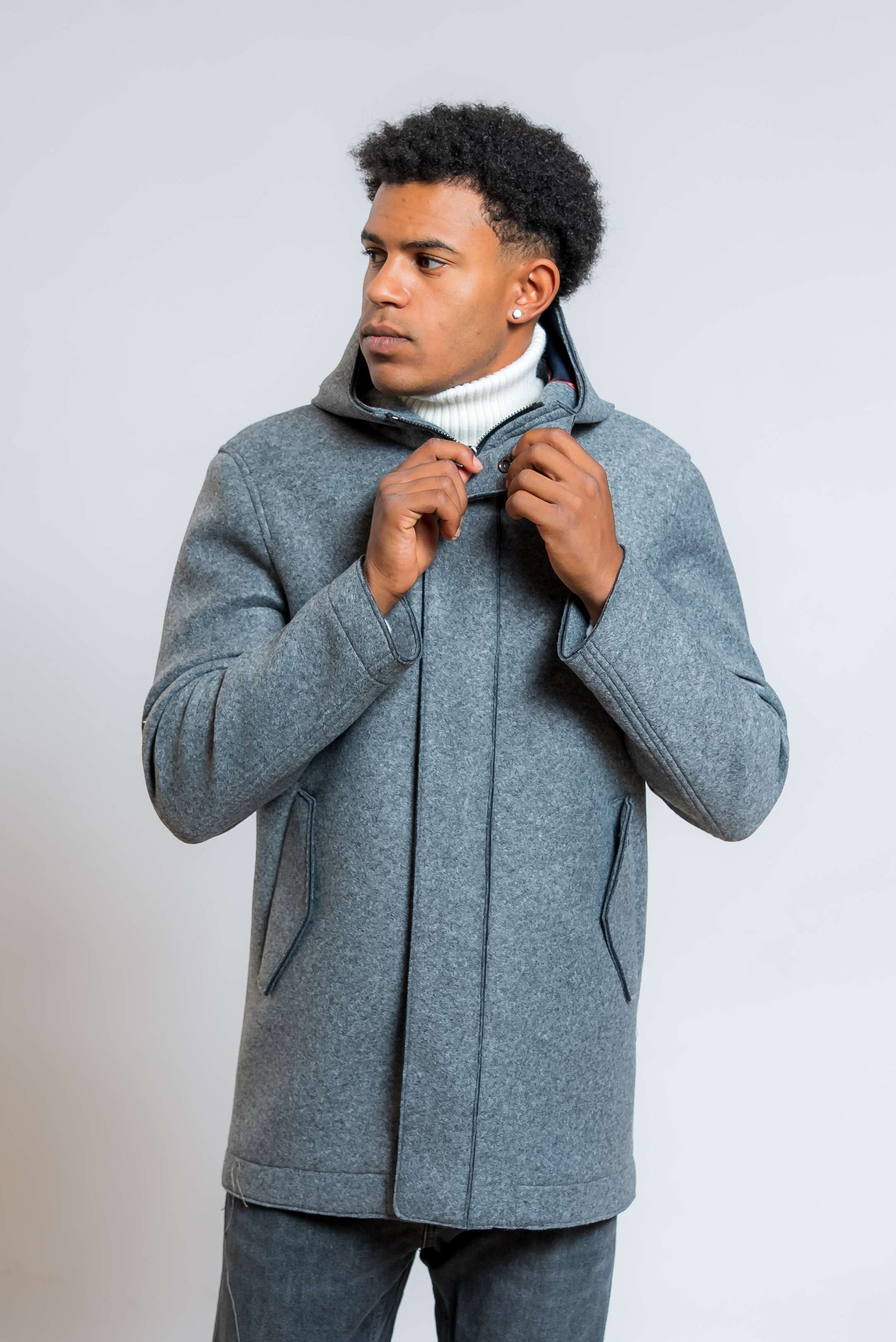 bob company cappotto wick con cappuccio in neoprene grigio - visuale frontale