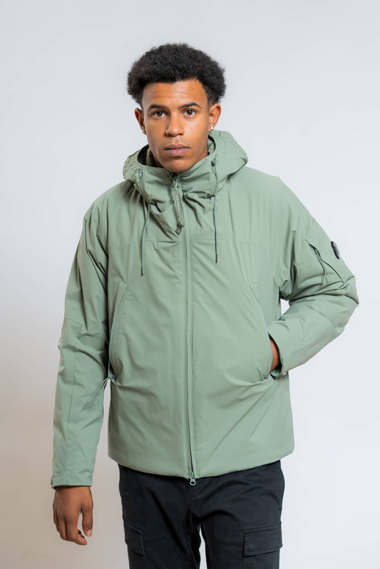 cp company giubbino pro tek medium verde con cappuccio - visuale frontale