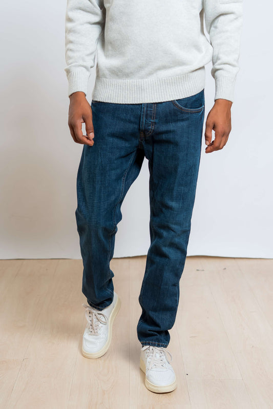 jeans dondup dian blu scuro con vestibilità carrot fit - vista frontale