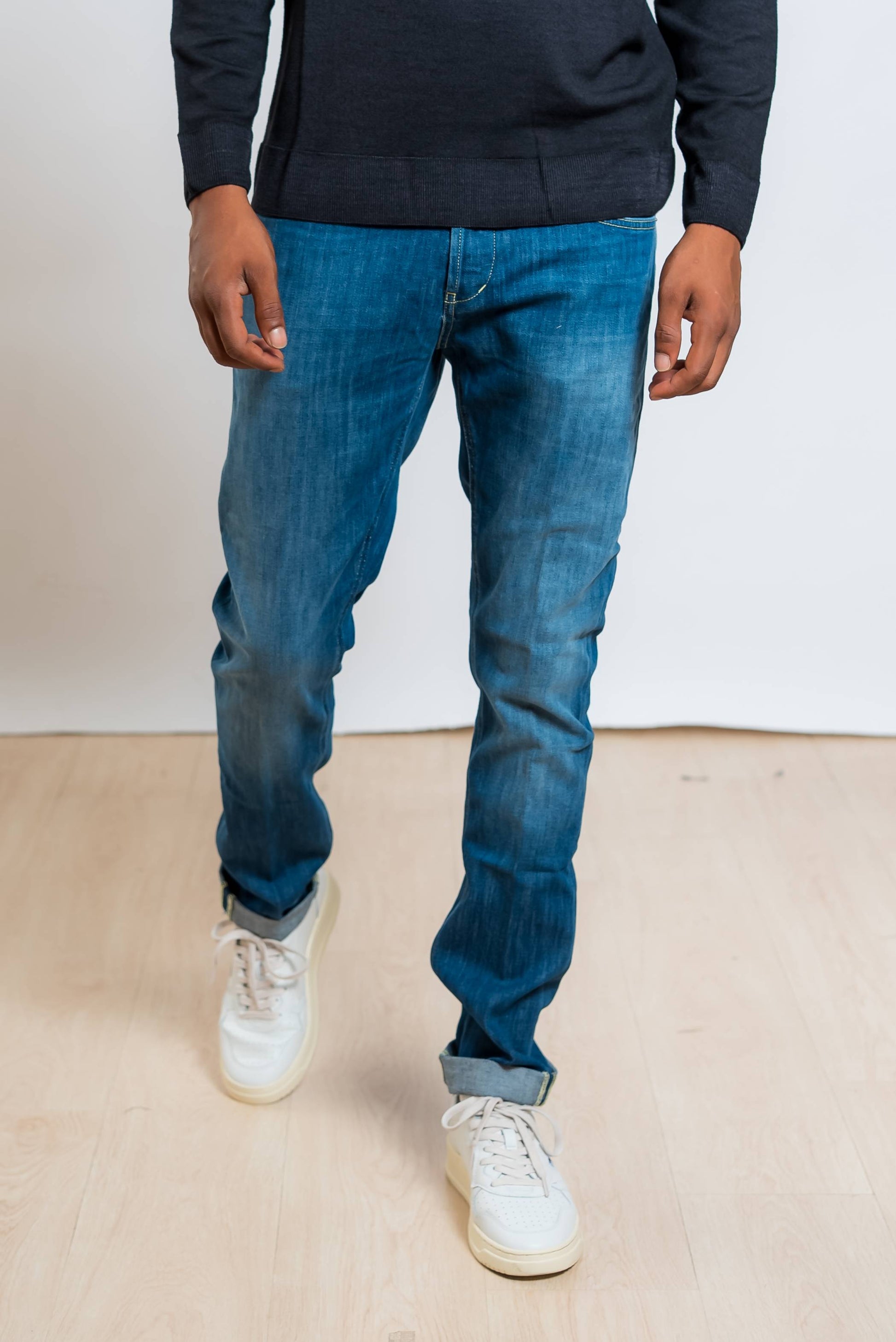 dondup jeans uomo george con vestibilità skinny fit - visuale anteriore
