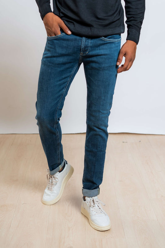 dondup jeans george skinny fit con lavaggio medio scuro - visuale frontale