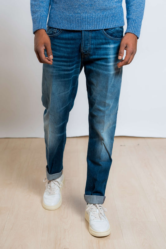 dondup jeans icon cimosato con effetto used e vestibilità regular fit - visuale frontale