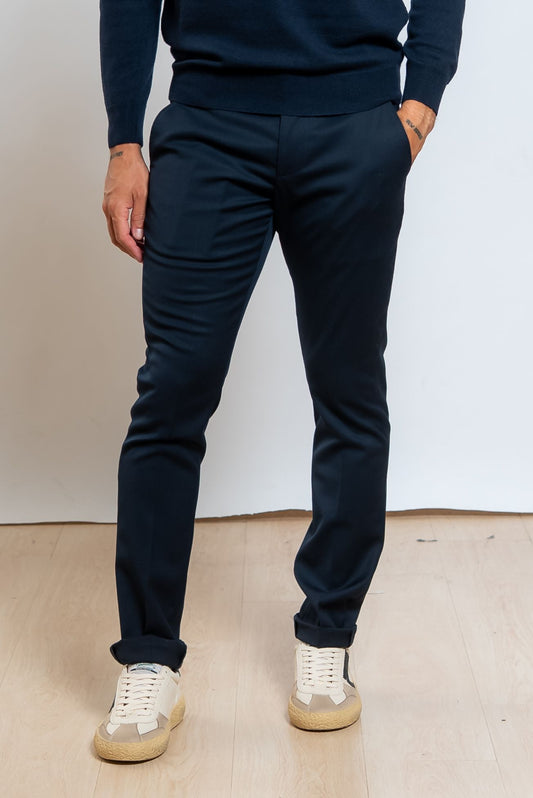 Dondup pantaloni gaubert in misto lana blu - vista frontale