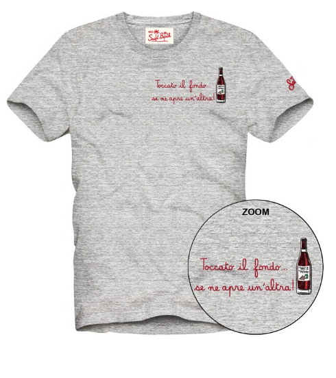 mc2 saint barth uomo grigia con ricamo toccato il fondo sul petto