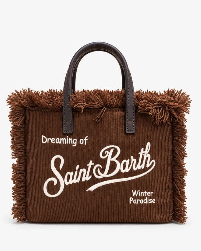 borsa vanity mini da donna di mc2 saint barth in velluto marrone a costine