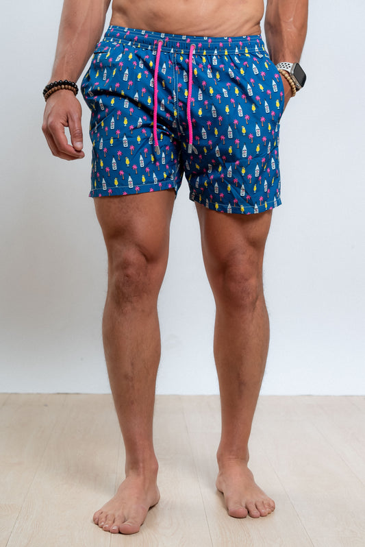 mc2 saint barth uomo costme da bagno blu con fantasia summer cocktail, fronte