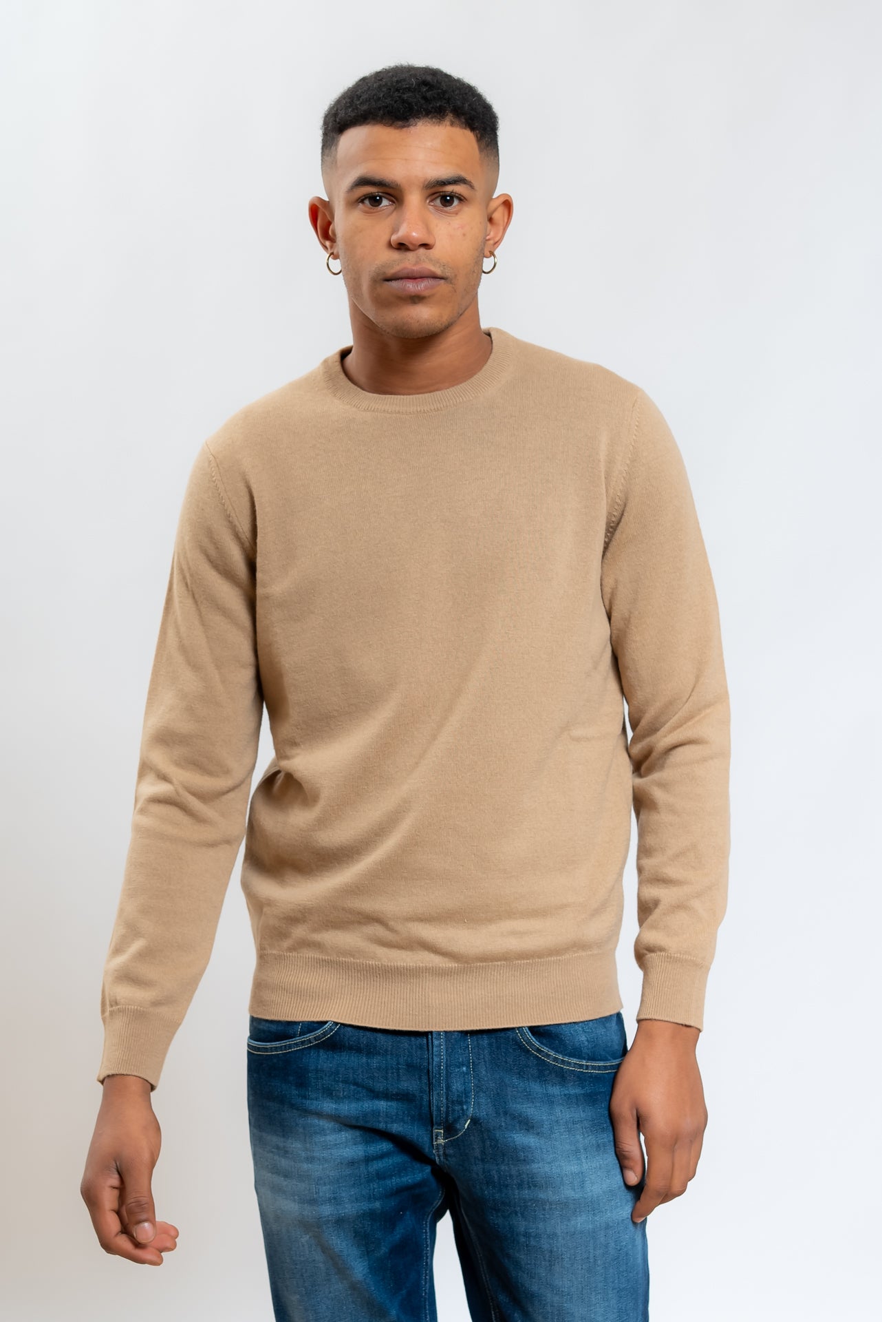 Maglia Beige a Girocollo in Lana