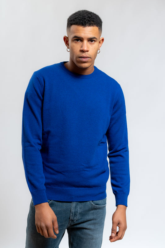 Maglia Blu Royal a Girocollo in Lana