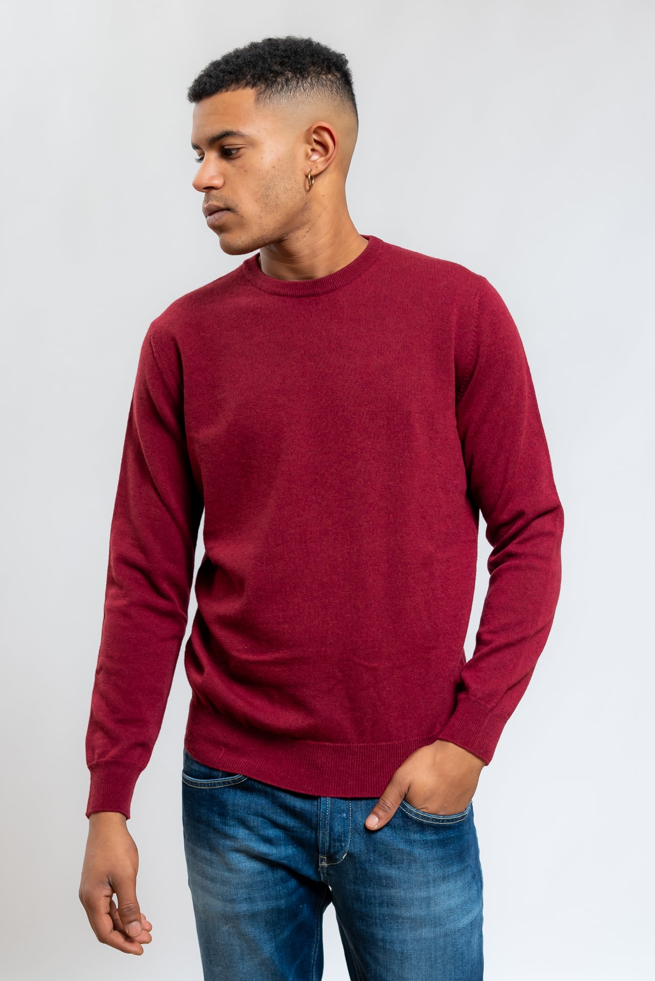 Maglia Bordeaux a Girocollo in Lana