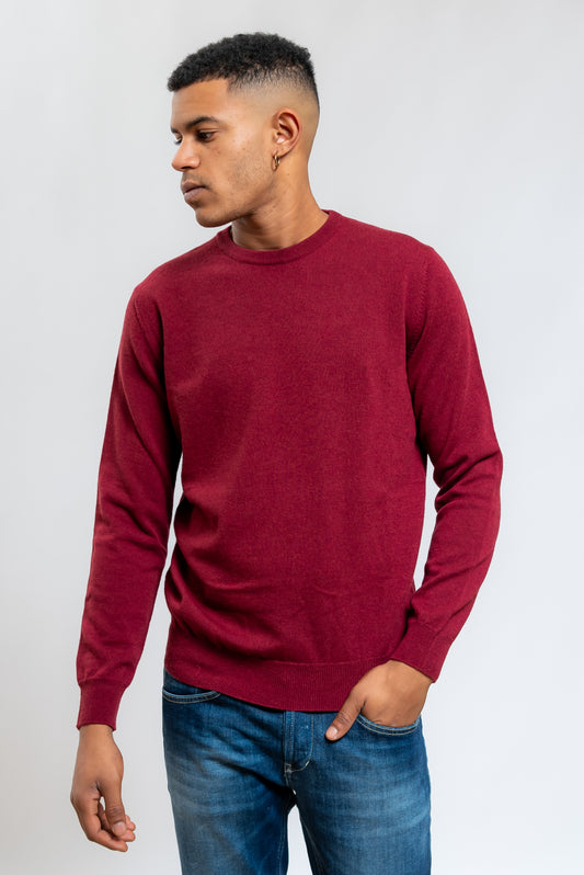 Maglia Bordeaux a Girocollo in Lana