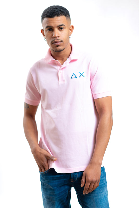 Sun68 uomo polo big logo rosa in piquet, fronte
