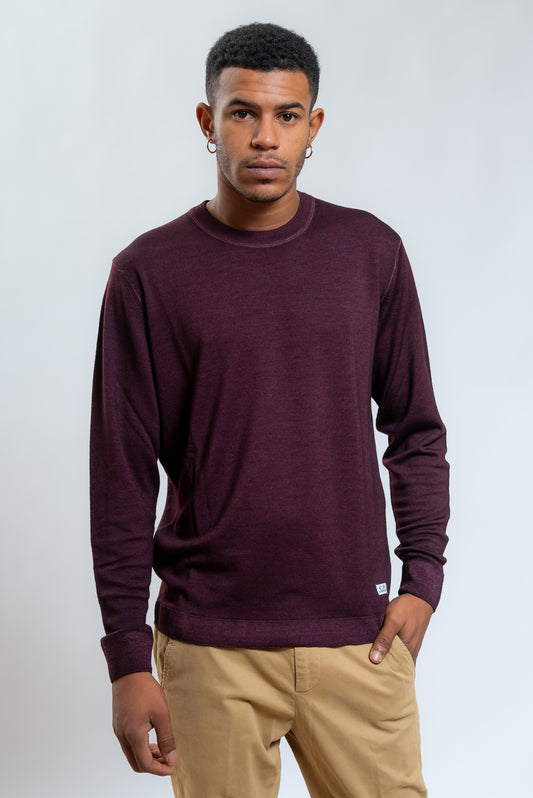 cp company maglia bordeaux a girocollo in lana merino, fronte