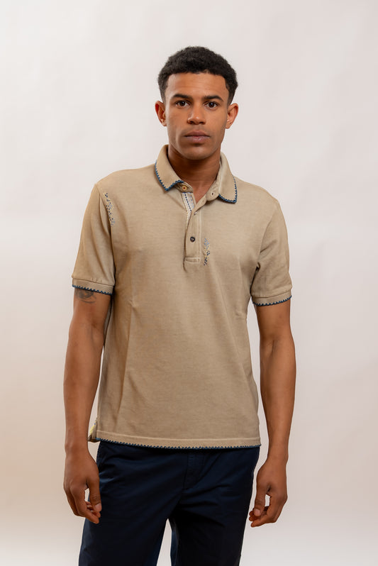 Bob Company uomo Polo Ricky in Cotone Beige, fronte
