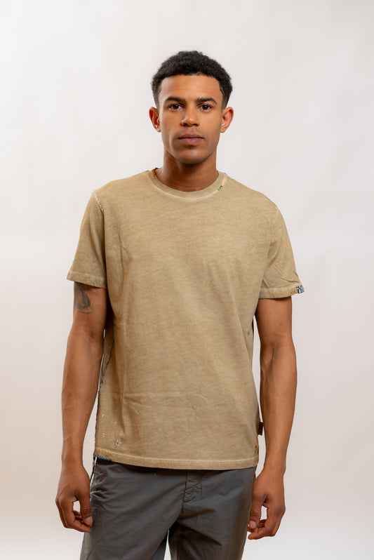 Bob Company  T-shirt Even in Cotone Beige con Ricami, fronte