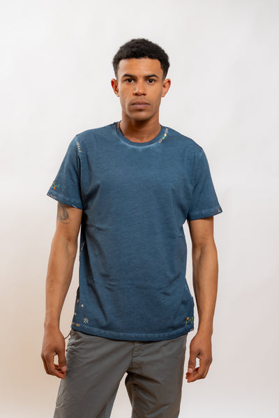 Bob Company T-shirt Even in Cotone Blu con Ricami, fronte