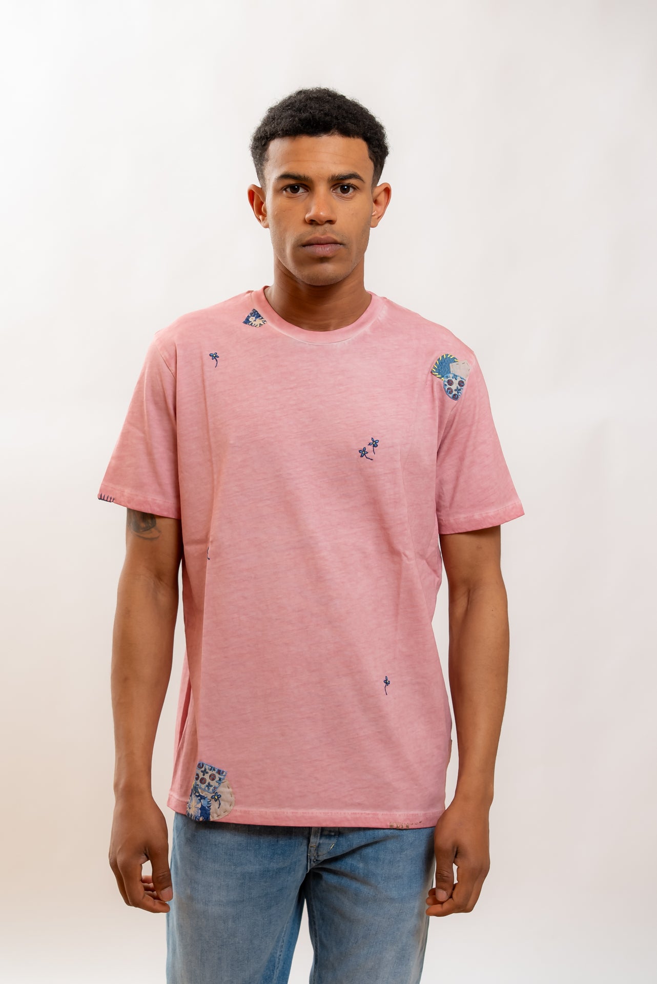 Bob Company T-shirt Even in Cotone Rosa con Ricami, fronte