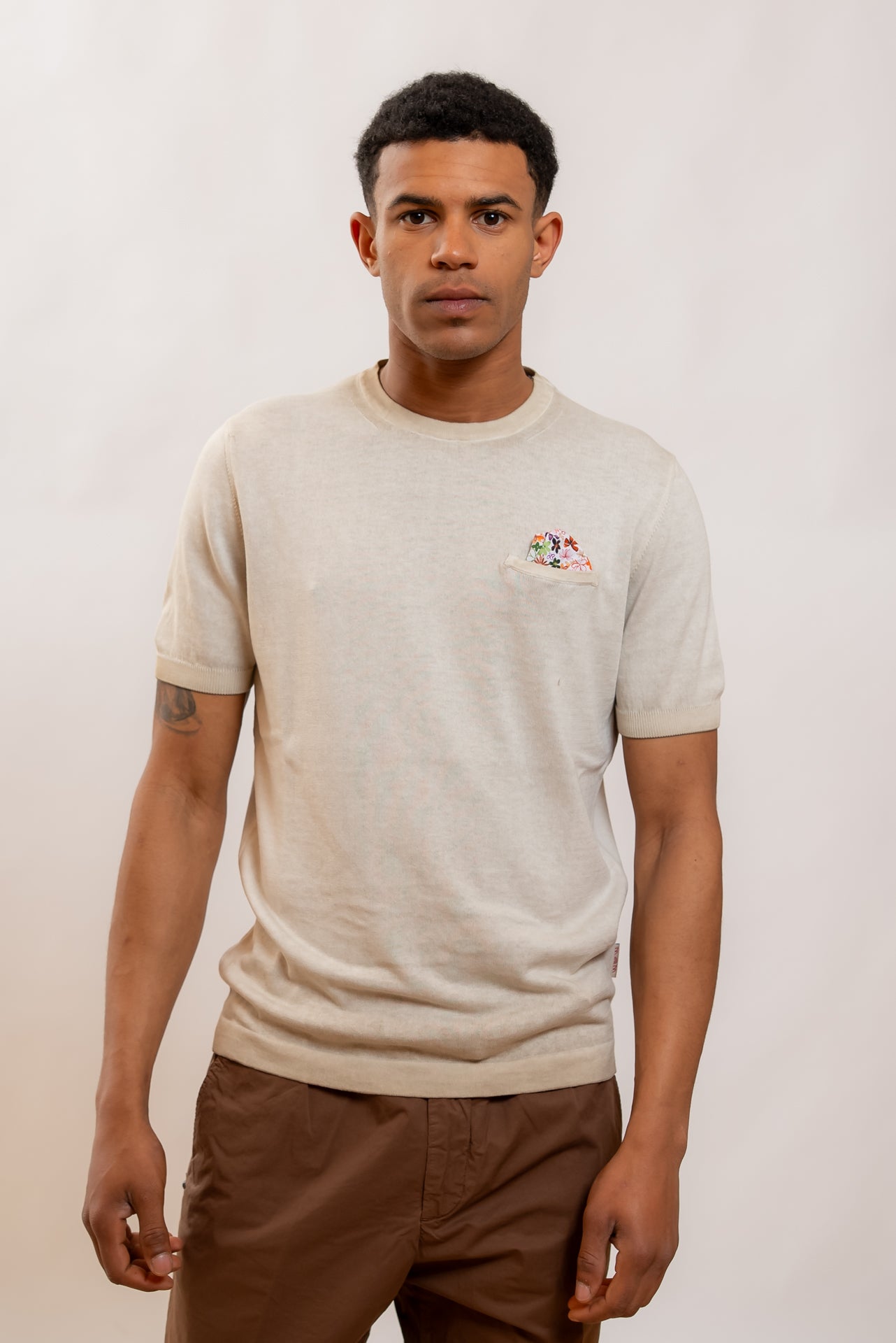 Bob Company T-shirt Step in Filo di Cotone Beige, fronte