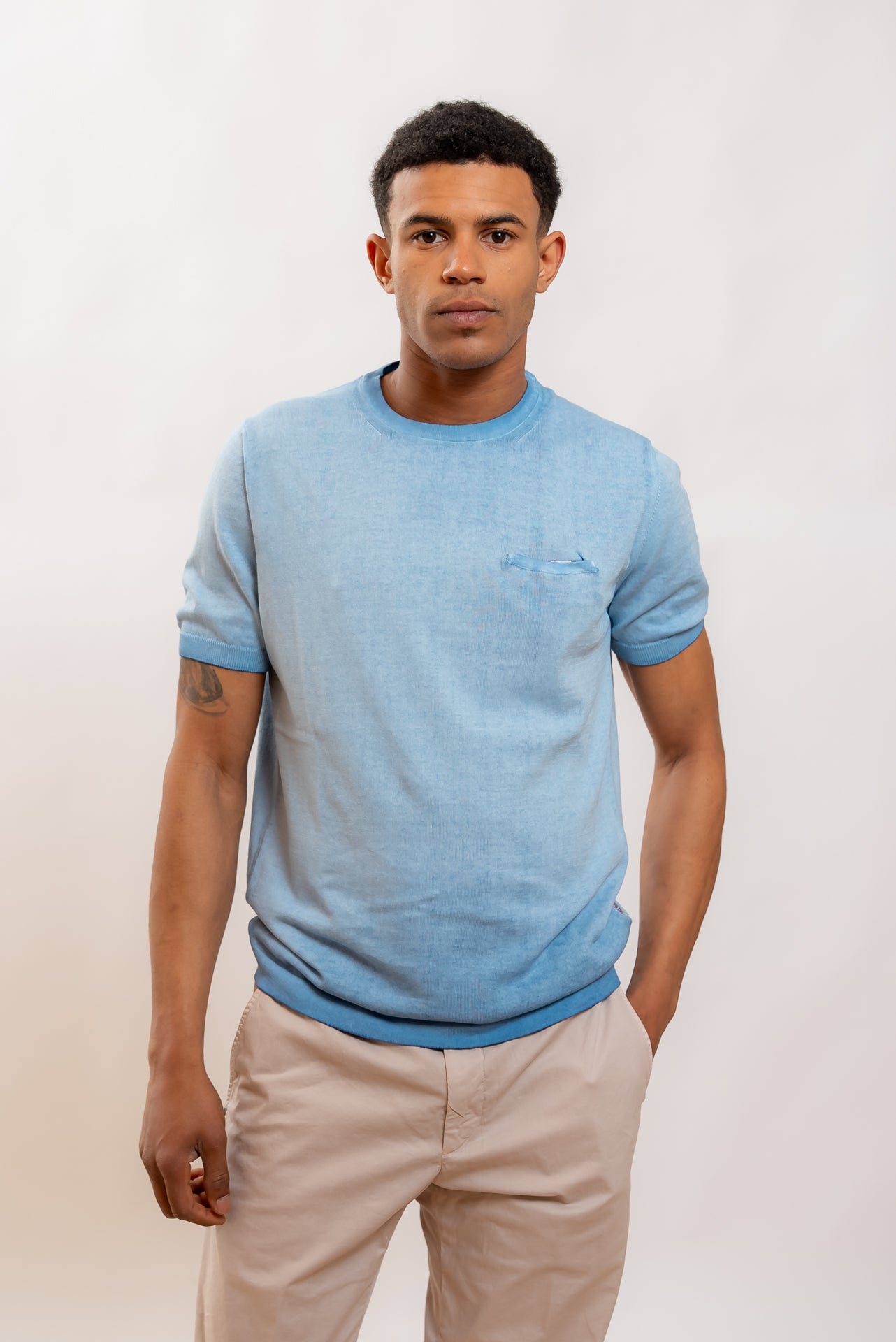 Bob Company uomo T-shirt Step in Filo di Cotone Blu, fronte