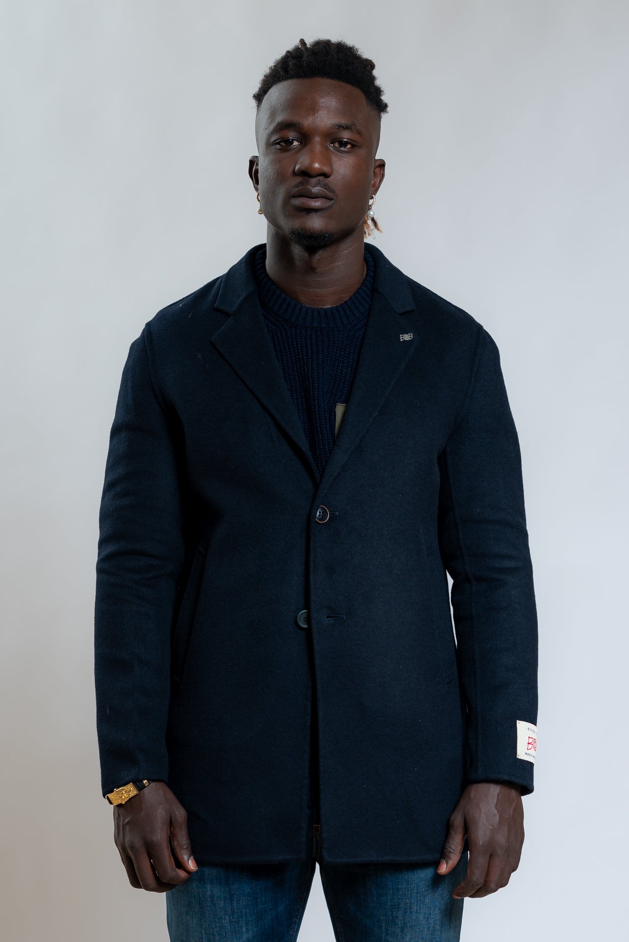 Bob Company Cappotto Bron in Misto Lana Blu, fronte