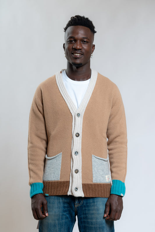 Bob Company  Cardigan Cork Beige In Lana, fronte