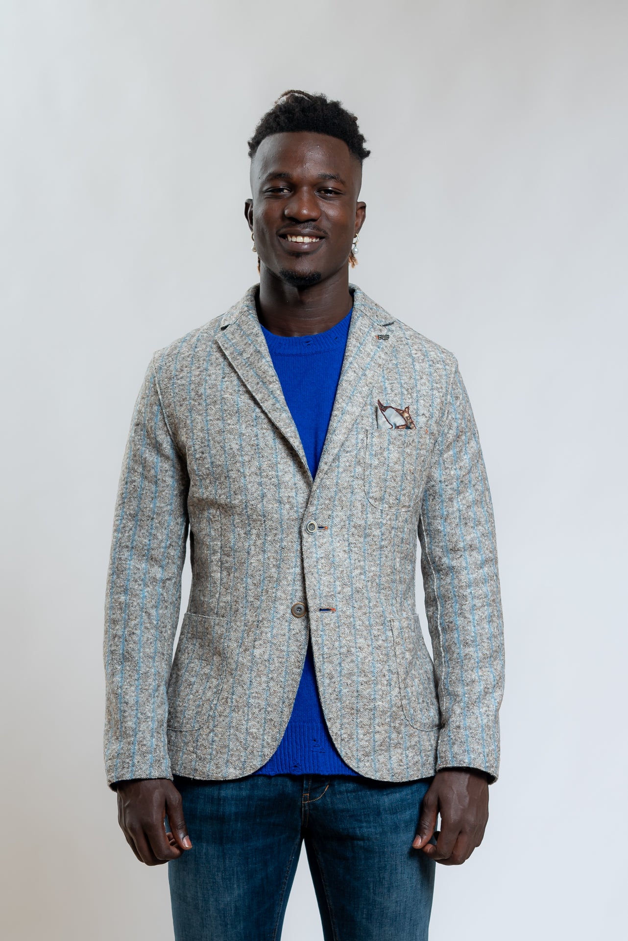 bob company giacca harlow gessata monopetto grigia, fronte