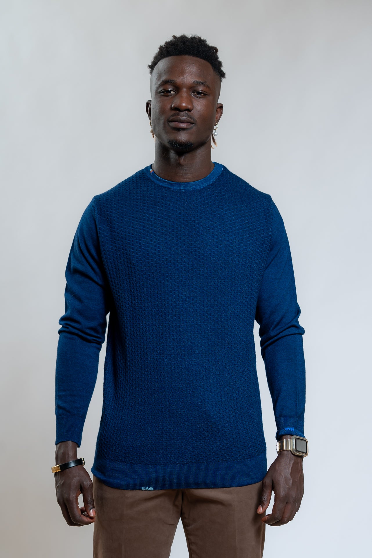 Bob Company Maglia Dunkirk Blu in Lana, fronte