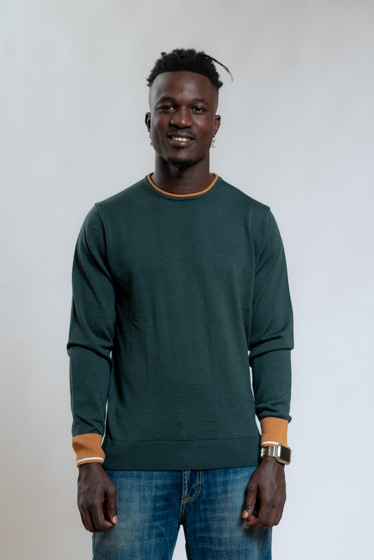 bob company Maglia Lucas/N a Girocollo In lana Verde, fronte