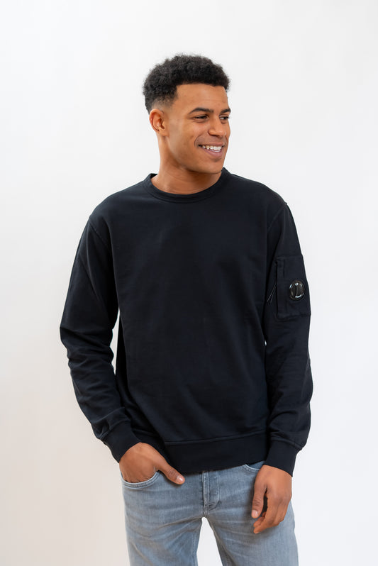 CP Company uomo Felpa Light Fleece a Girocollo Nero, fronte