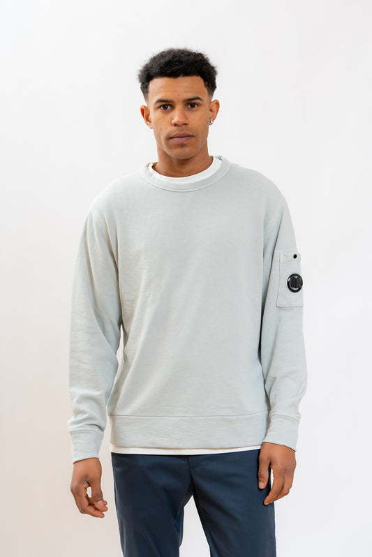 CP Company uomo Felpa Malfilé Fleece in Cotone Grigio, fronte
