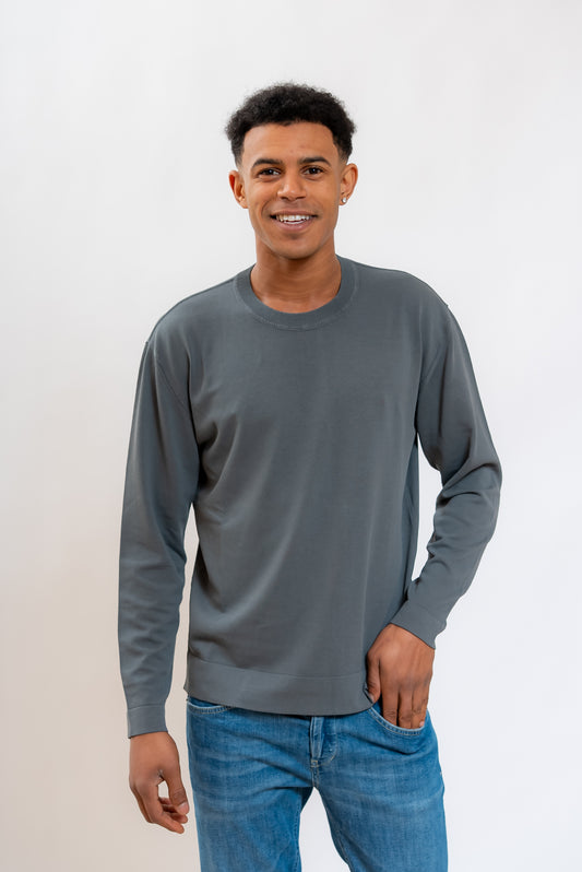 CP Company uomo Maglia in Crepe di Cotone Grigio, fronte
