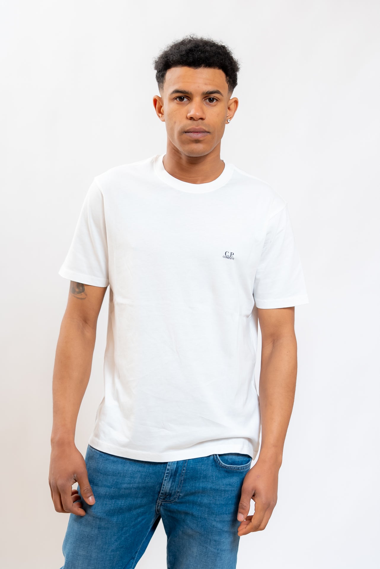 CP Company uomo T-shirt Back Goggle Bianca in Jersey, fronte