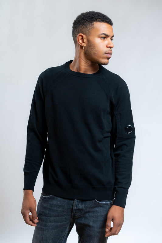 Cp Company Maglia A Girocollo Stitched in Lana Nera, fronte