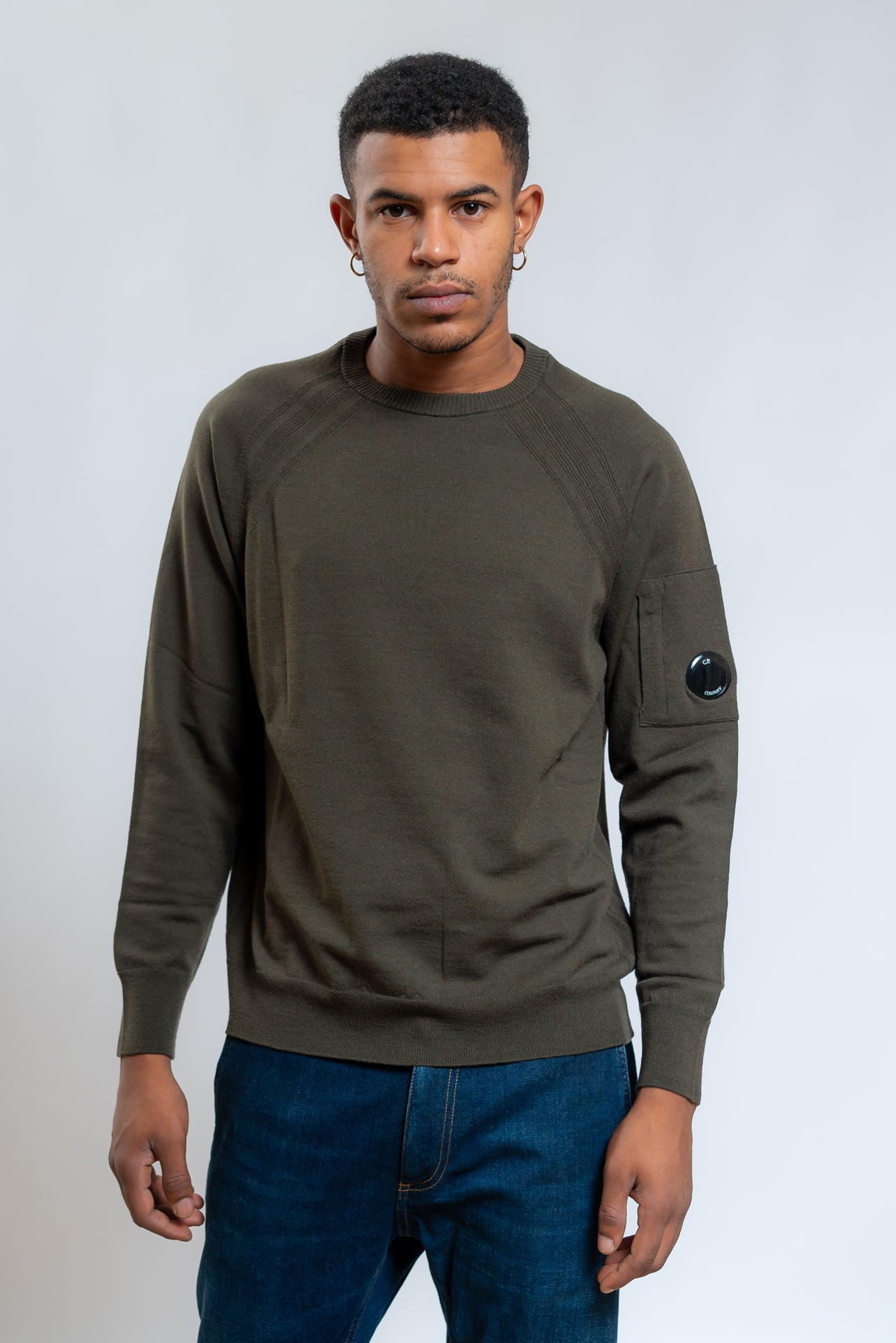 Cp Company Maglia A Girocollo Stitched in Lana verde, fronte