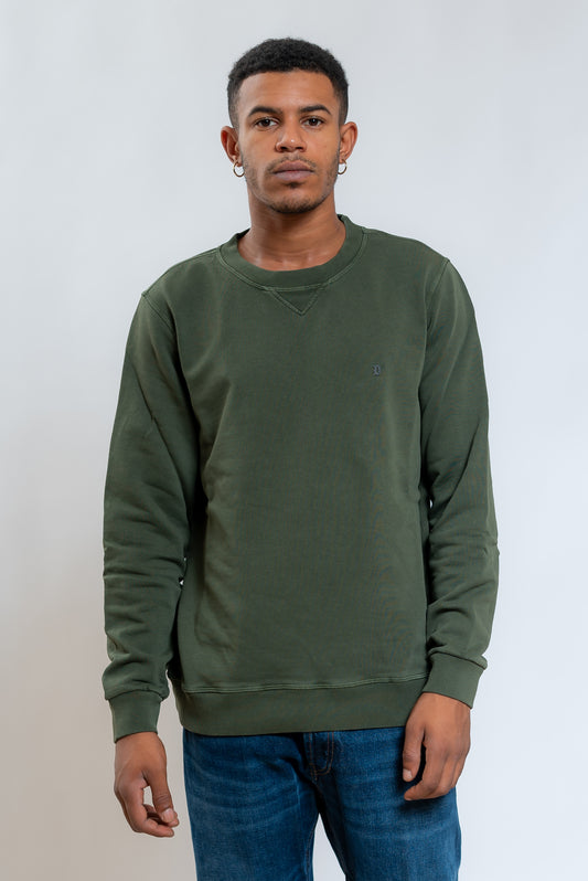 dondup uomo Felpa A Girocollo in Cotone con Logo verde, fronte