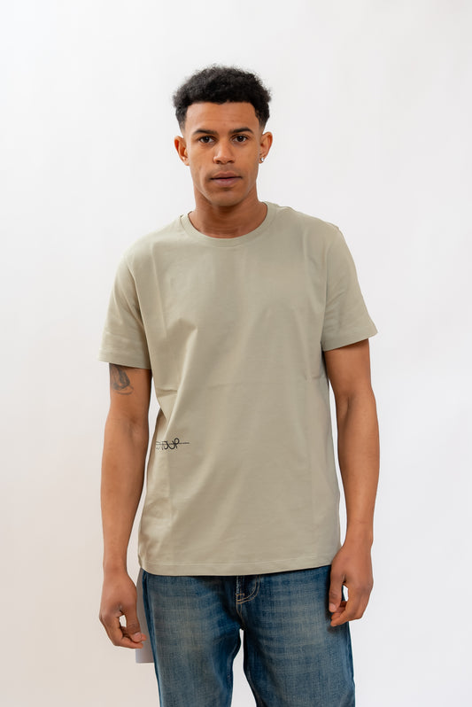 Dondup uomo T-shirt Verde Chiaro in Cotone con Logo stampato sul fianco, fronte