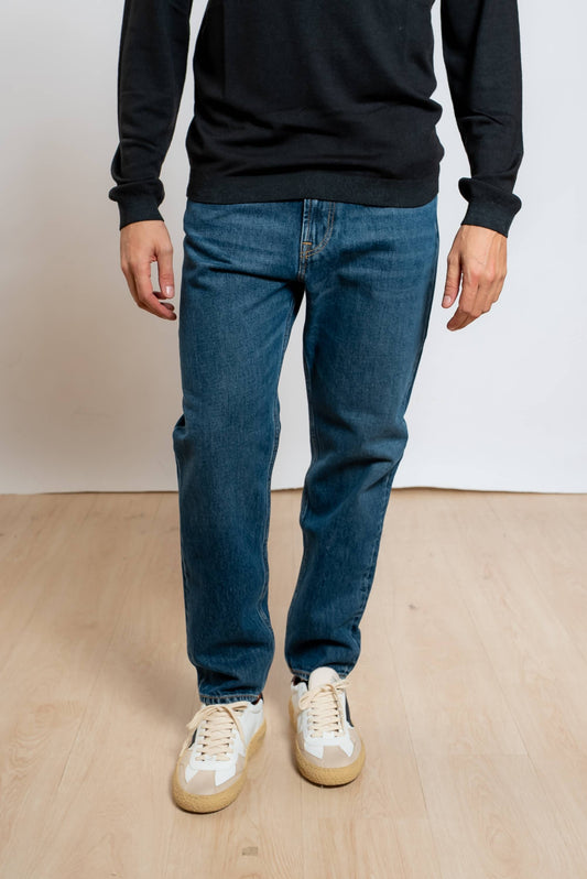 roy roger's jeans blu drapper re-search baker carrot fit, visuale frontale