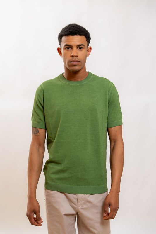 Kangra Cashmere T-shirt in Filo di Cotone Verde, fronte