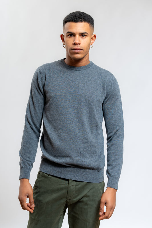 Maglia da uomo a girocollo grigio di Kangra in lana in sconto 