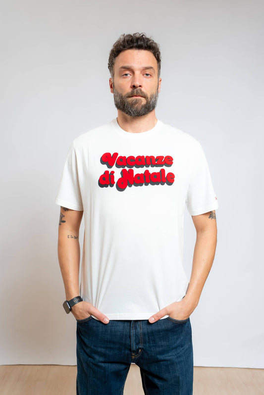 mc2 saint barth uomo t-shirt bianca Arnott Warm Vacanze di natale con logo ricamato sulla manica, vista frontale
