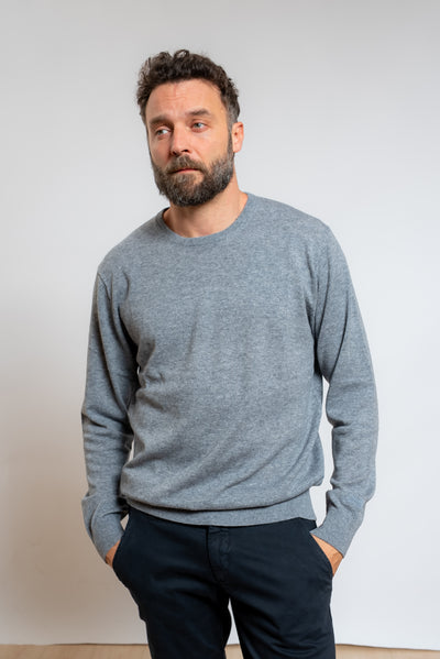 mc2 saint  barth uomo maglione regent merinocash grigio melange, vista frontale