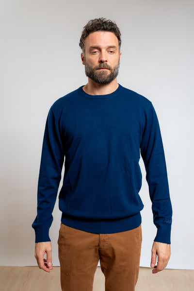 mc2 saint  barth uomo maglione regent merinocash blu, vista frontale