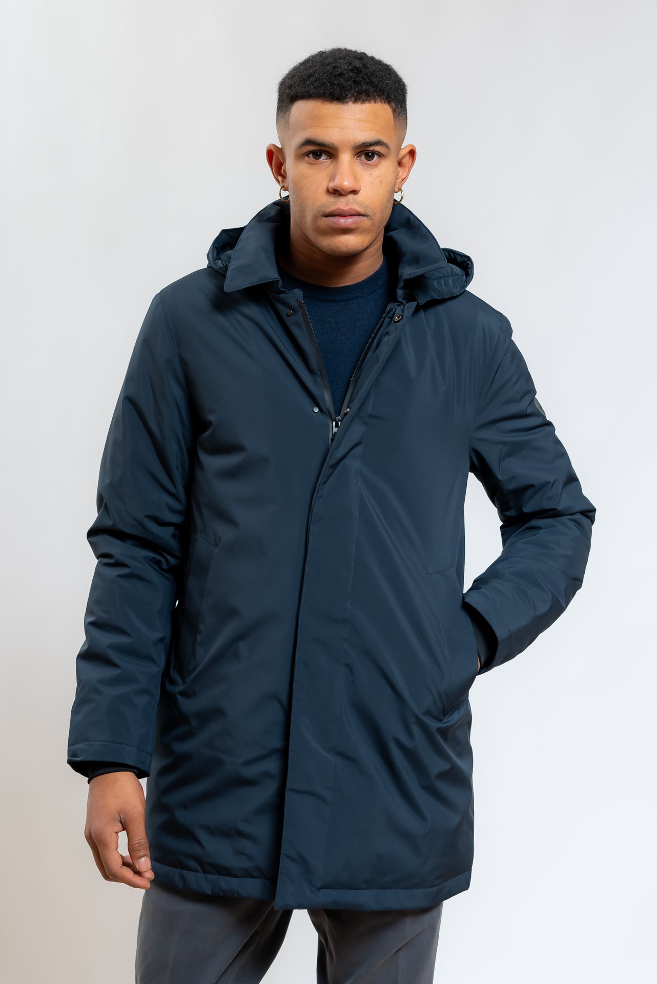 Trench Akkaido in Tessuto Tecnico Blu