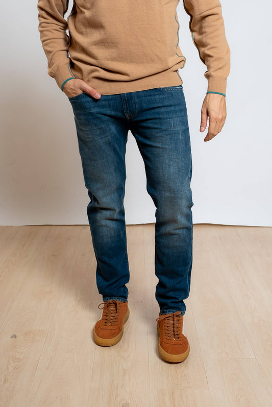 roy roger's uomo jeans blu 517 chelsea slim fit, vista frontale