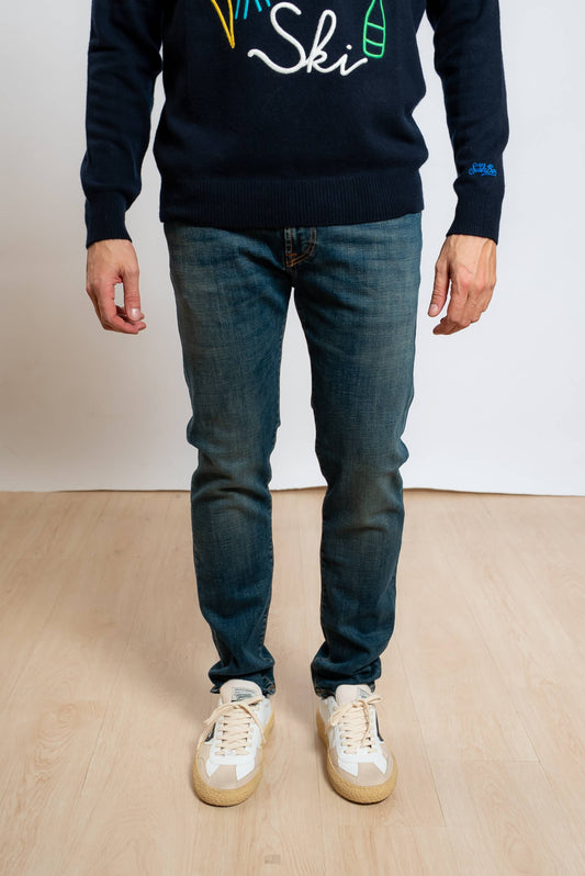 roy roger's uomo jeans blu 517 yonker slim fit, vista frontale