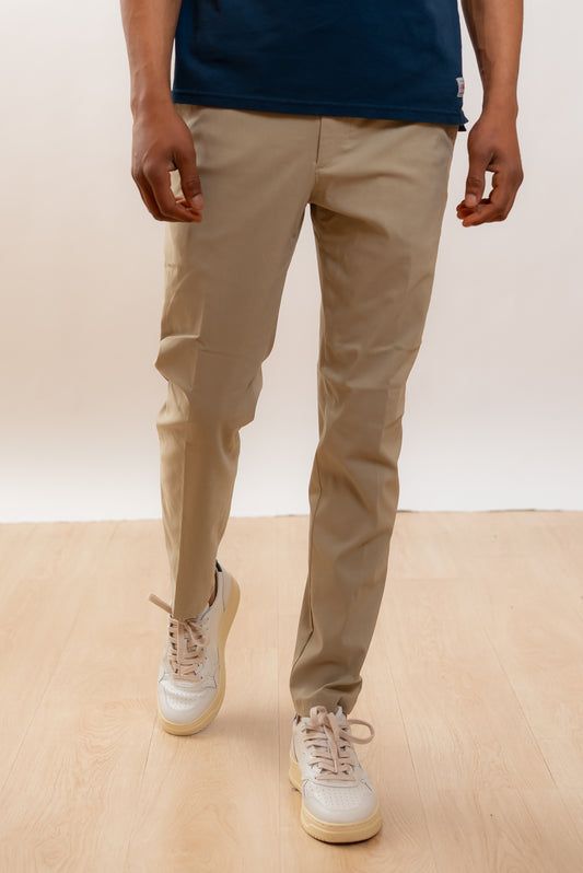 White Sand Pantalone Greg con Vita Elasticizzata Beige, fronte

