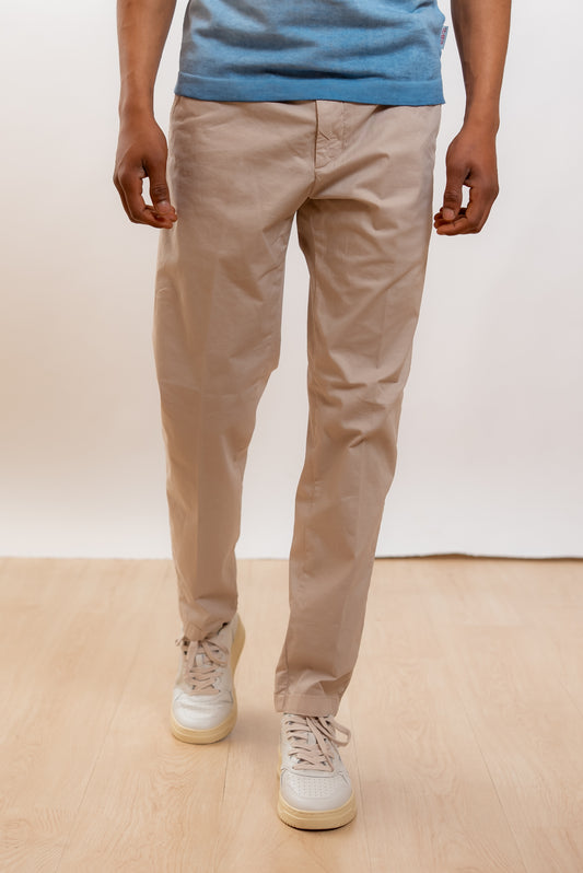 White Sand Pantalone Greg in Gabardina Beige, fronte
