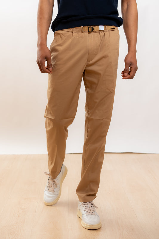 White Sand Pantalone Greg in Popeline Beige, fronte