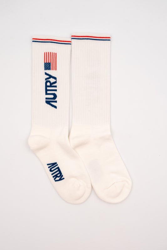autry calzini con logo blu e rosso flag unisex
