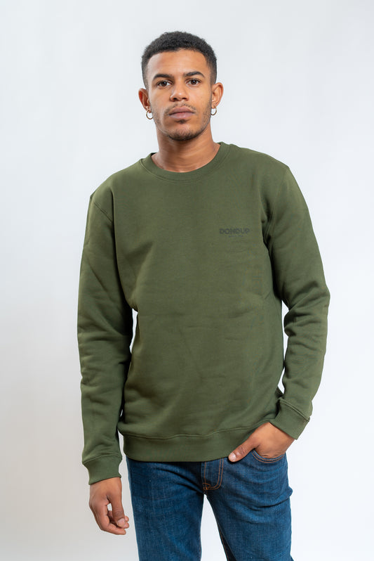 dondup uomo Felpa Verde In Cotone Con Logo, fronte
