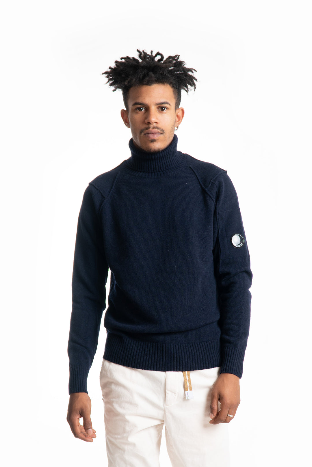 Maglioncino Maglia Lana Uomo Collo Alto COMPANY Maglione Blu A